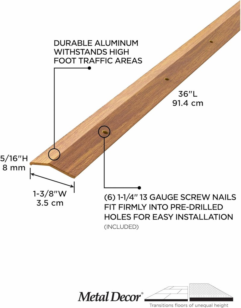 M-D Building Products Wide Carpet Trim - 1-3/8 In W X 36 In L X 0.3 In H, Oak Finish - Image 2
