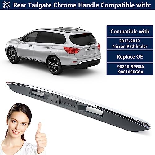 GEATaaT 90810-9PG0A Rear Tailgate Chrome Handle Garnish Finisher Molding Compatible with 2013-2019 Nissan Pathfinder,Rear Liftgate Handle Replace# 90810-3KA0A - Image 3