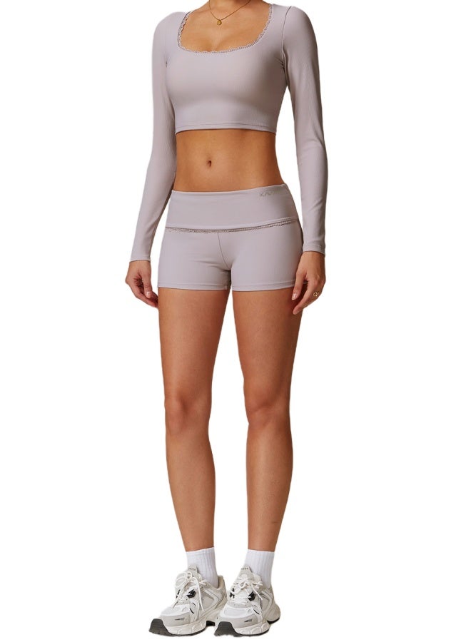 KAWN.YOGA Womens Mid Waist Contour Workout Sport Yoga Shorts - Image 1