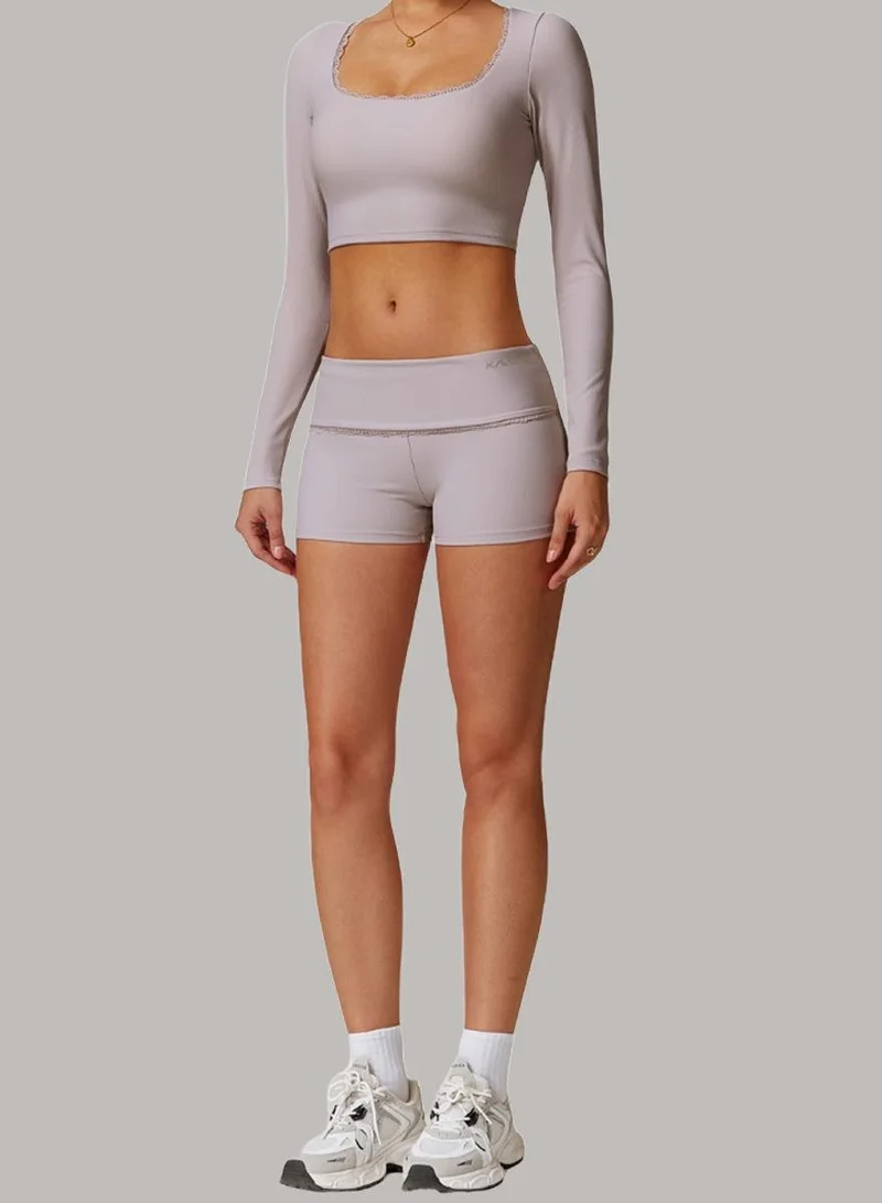 Womens Mid Waist Contour Workout Sport Yoga Shorts