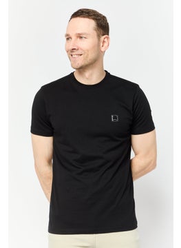 833 POLICE Men Crew Neck Short Sleeve Brand Logo T-Shirt, Black  - Image 1