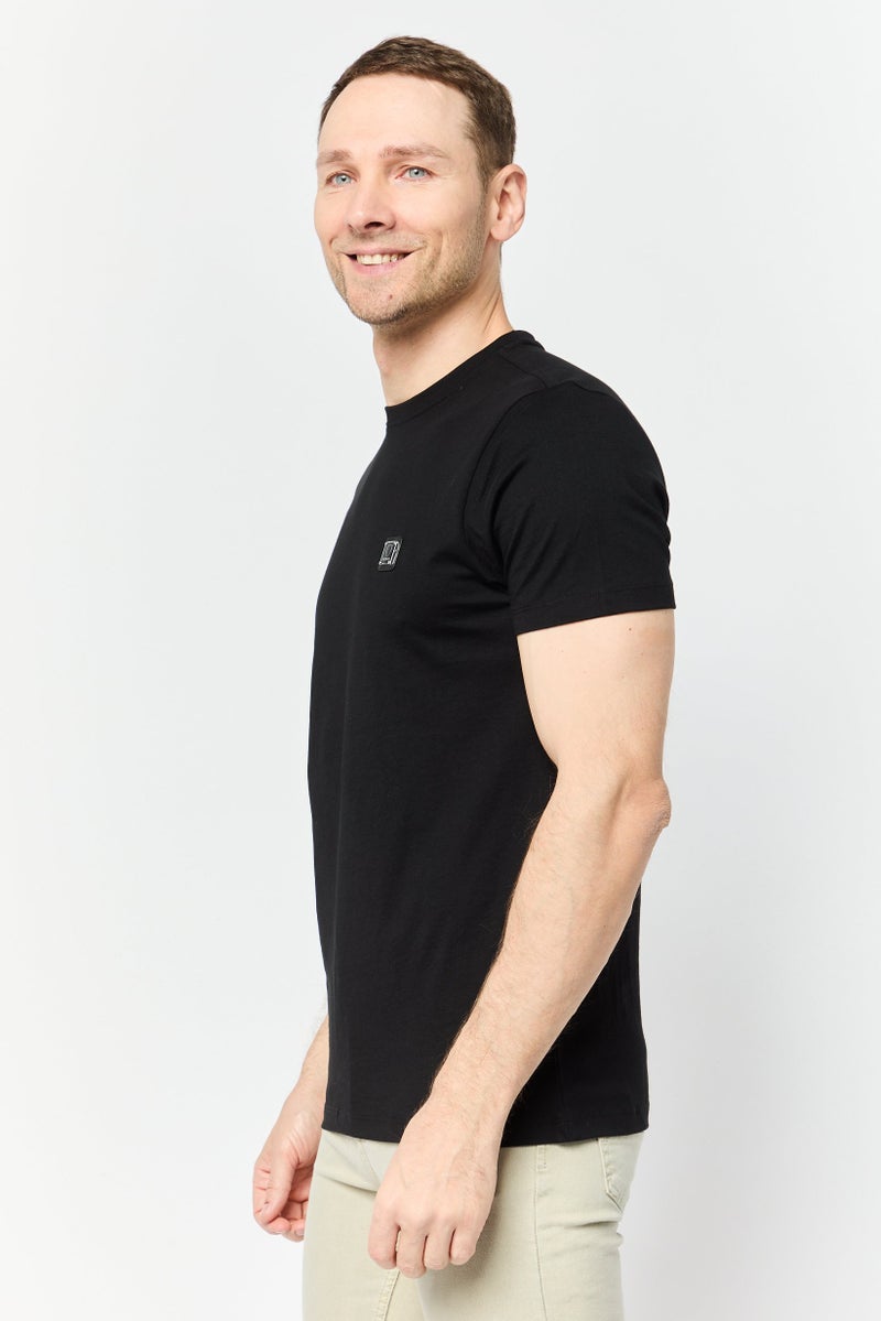 833 POLICE Men Crew Neck Short Sleeve Brand Logo T-Shirt, Black - Image 2