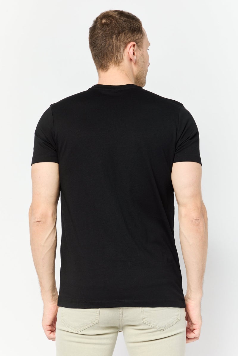 833 POLICE Men Crew Neck Short Sleeve Brand Logo T-Shirt, Black - Image 3