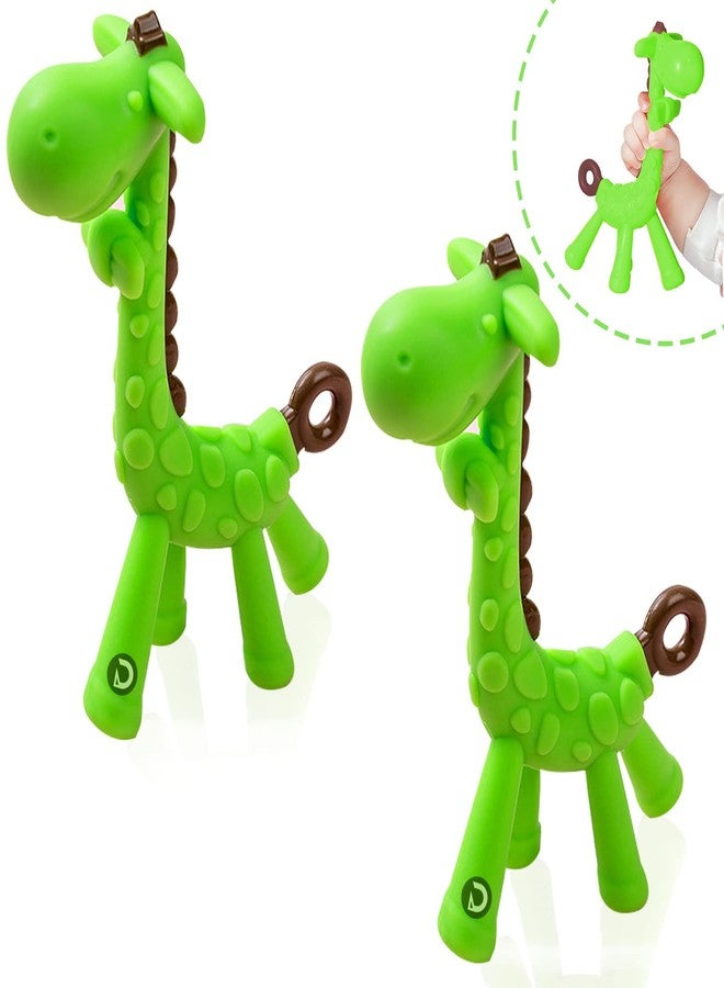 DaKos Teether, Soother for New Born, teether and Soother for Baby, Baby Mitten Teether, Baby Chew Toys for Sucking Needs, Sensory Teether Toy (Animal Shaped Giraffe, Green) (Pack of-2) - Image 1