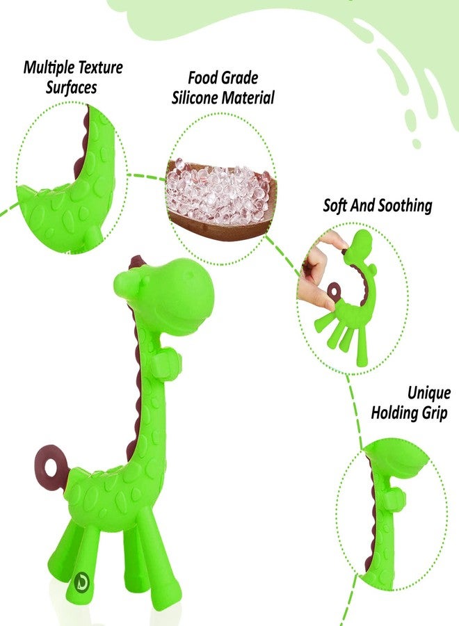 DaKos Teether, Soother for New Born, teether and Soother for Baby, Baby Mitten Teether, Baby Chew Toys for Sucking Needs, Sensory Teether Toy (Animal Shaped Giraffe, Green) (Pack of-2) - Image 3