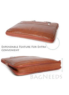 Bagneeds Men's Tan Synthetic Leather Briefcase Best Laptop Messenger Bag Satchel for Men  - Image 5