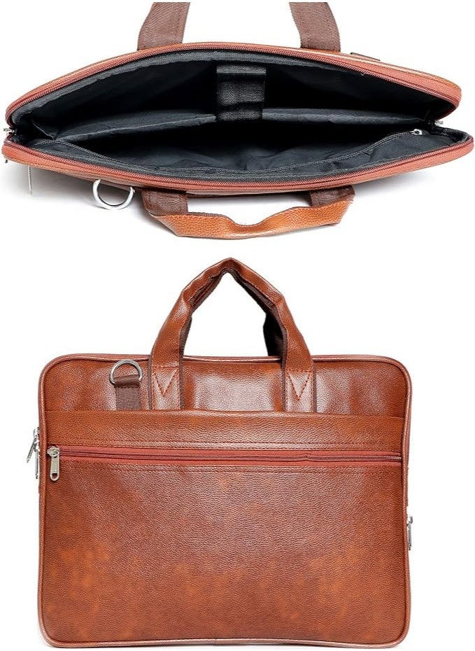 Bagneeds Men's Tan Synthetic Leather Briefcase Best Laptop Messenger Bag Satchel for Men  - Image 3
