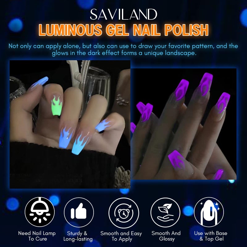 SAVILAND Glows in The Dark Nail Polish Set 24 Holiday Brighrly Colors Luminous Quicking-drying U V Neon Gel Nail Polish Set Reflective Glow Effect Full Coverage Easy to Use Gel Polish Holiday Gifts - Image 5