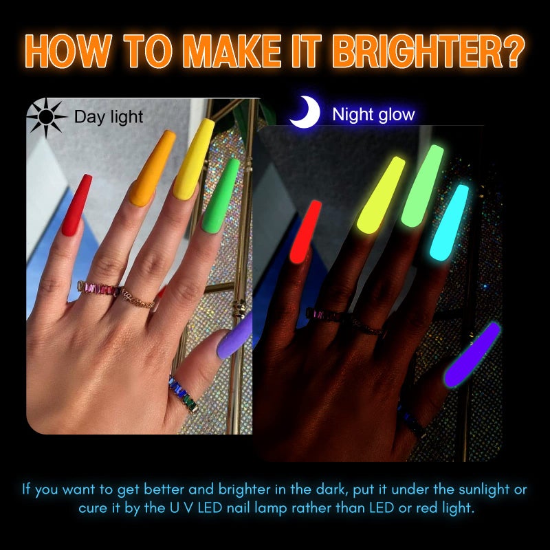 SAVILAND Glows in The Dark Nail Polish Set 24 Holiday Brighrly Colors Luminous Quicking-drying U V Neon Gel Nail Polish Set Reflective Glow Effect Full Coverage Easy to Use Gel Polish Holiday Gifts - Image 4
