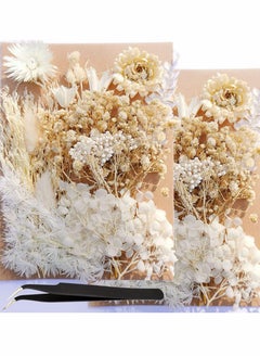 Excefore 2 Pack White Dried Flowers for Resin Jewelry Molds, Real Pressed Dry Flower Leaves with Tweezers, for DIY Crafts Nail Art Candle Soap Making Phone Case Jewelry Pendant Floral Decors  - Image 1