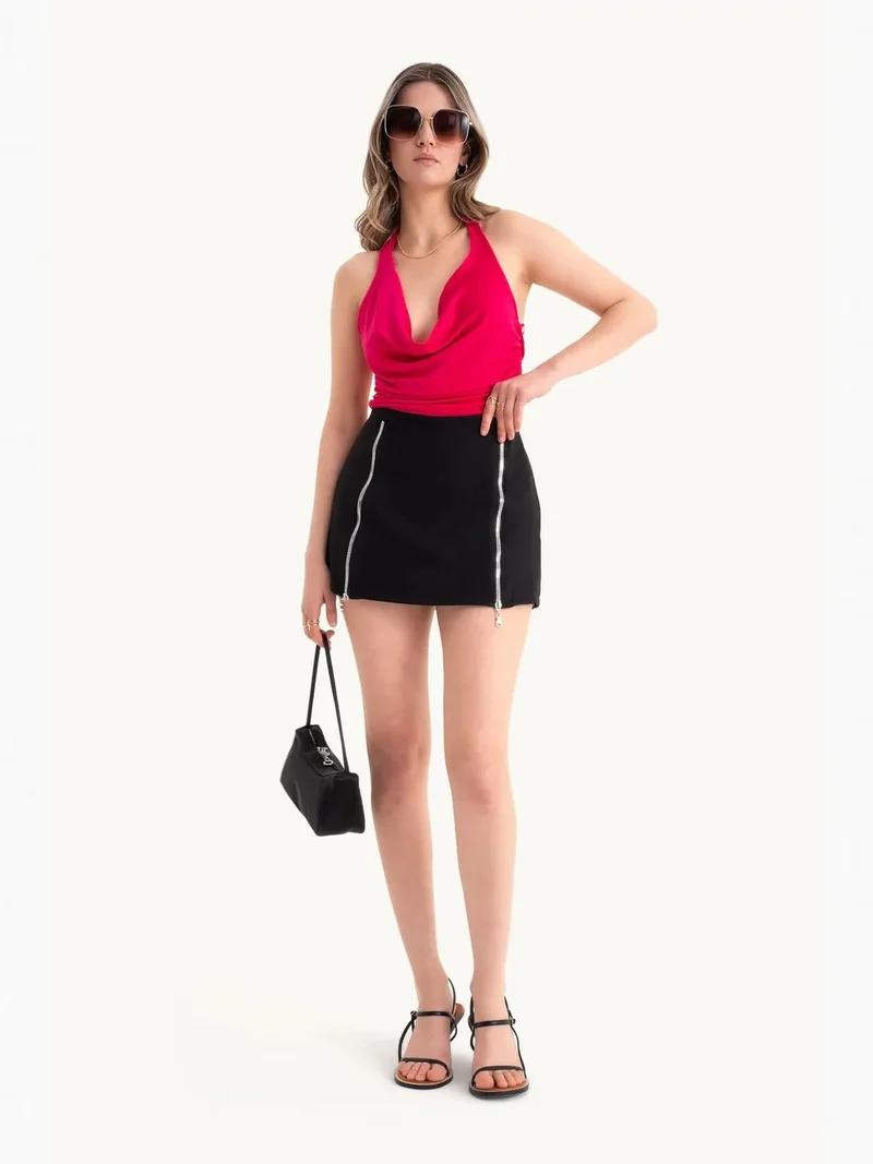 HICCUP Mid Rise Zippered Mini Skirt