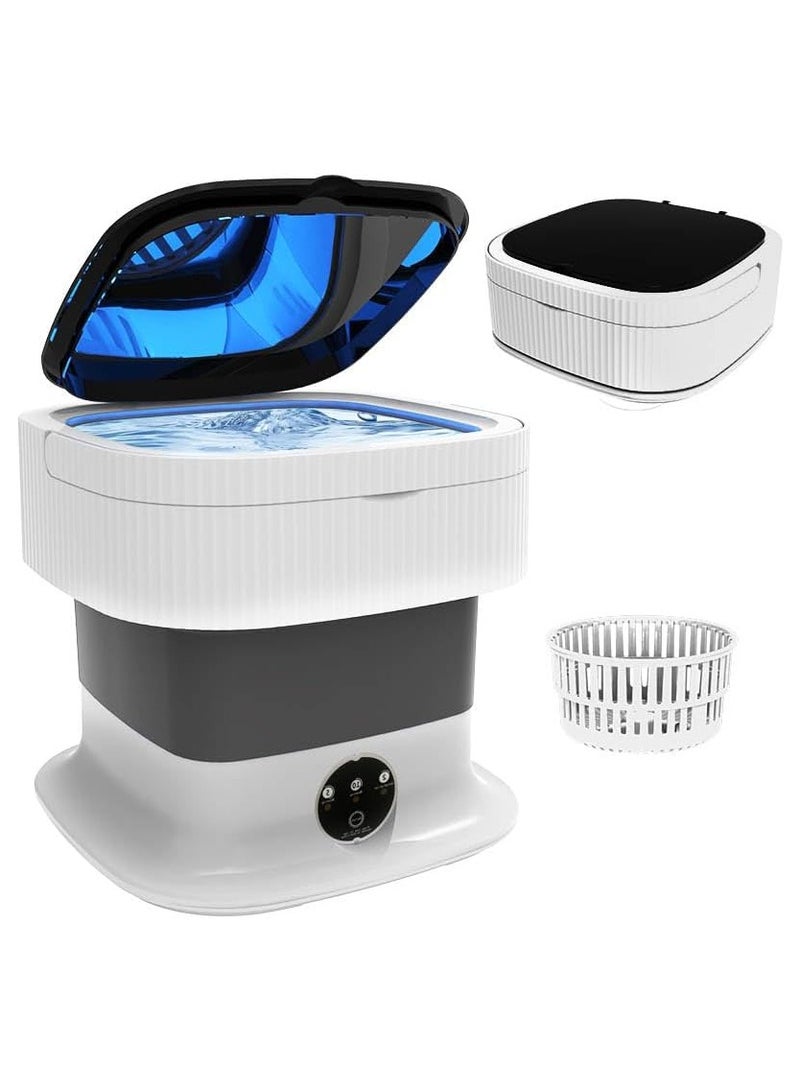 غسالة متنقلة، غسالة صغيرة وتجفيف 10 لتر قابلة للطي، غسالة صغيرة قابلة للطي، غسالة ملابس صغيرة قابلة للطي، جوارب، ملابس أطفال، ملابس داخلية، مهبط، تخييم، شقة، شاحنة صغيرة، رمادية - Image 1