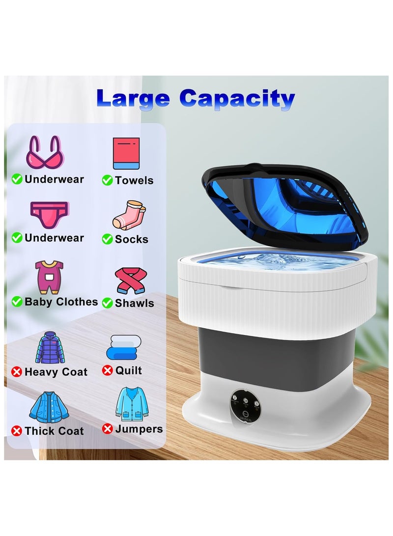 غسالة متنقلة، غسالة صغيرة وتجفيف 10 لتر قابلة للطي، غسالة صغيرة قابلة للطي، غسالة ملابس صغيرة قابلة للطي، جوارب، ملابس أطفال، ملابس داخلية، مهبط، تخييم، شقة، شاحنة صغيرة، رمادية - Image 3