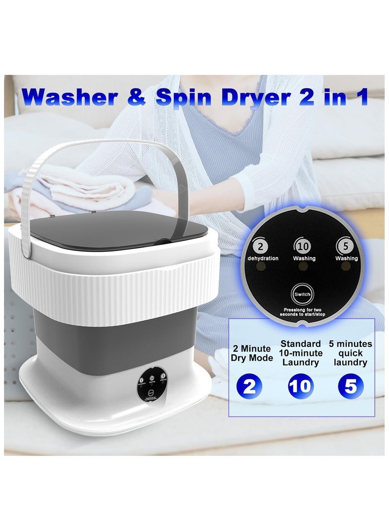 غسالة متنقلة، غسالة صغيرة وتجفيف 10 لتر قابلة للطي، غسالة صغيرة قابلة للطي، غسالة ملابس صغيرة قابلة للطي، جوارب، ملابس أطفال، ملابس داخلية، مهبط، تخييم، شقة، شاحنة صغيرة، رمادية - Image 4
