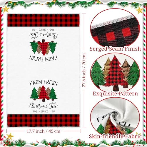 TREWAVE Christmas Kitchen Towels Dish Towels 18 x 27 Inch Buffalo Plaid Kitchen Decor Winter Holiday Tea Towels Hand Towels Christmas Absorbent Drying Cloth for Cooking Set of 6 - Image 3