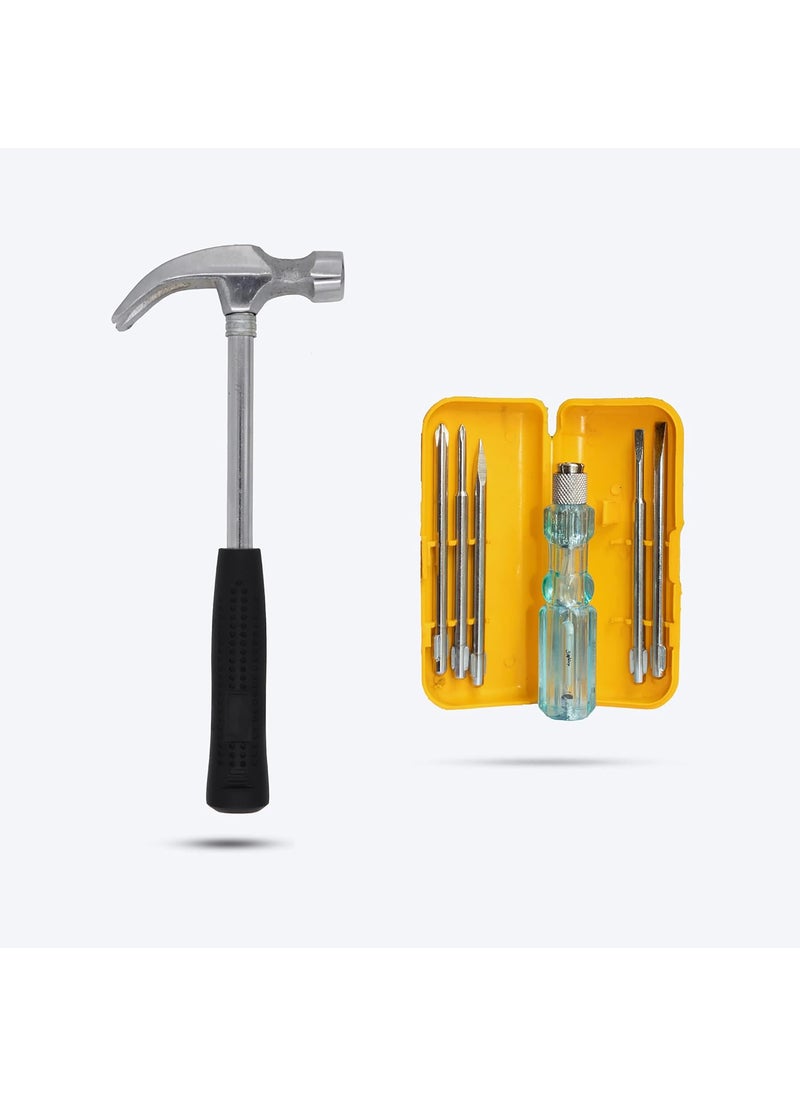 Hillgrove Hillgrove HGCM193M1 High Quality Durable Construction Metalworking Household Rubber Handle Straight Best Claw Hammer with 5in1 Combination Screwdriver  - Image 1
