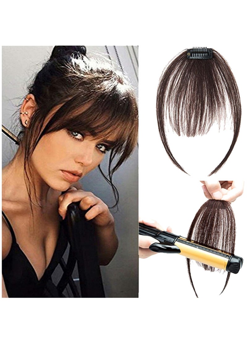 Estelle Real Human Hair Bangs with Temples Clip in Bangs Human Hair Extensions One Piece Air Bangs Clip on Front Bangs Hairpiece for Women - Image 2