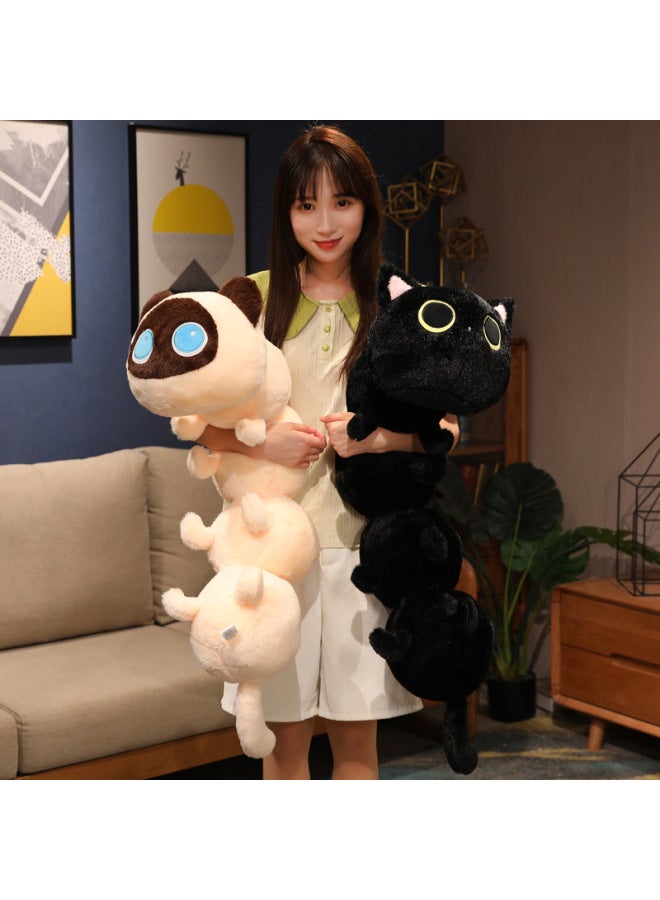 Cartoon Cat Caterpillar Pillow Doll Super Soft Long Large Bed Doll With Legs Sleeping Pillow-Color:Black Cat-Height:50cm【0.21kg】 - Image 3