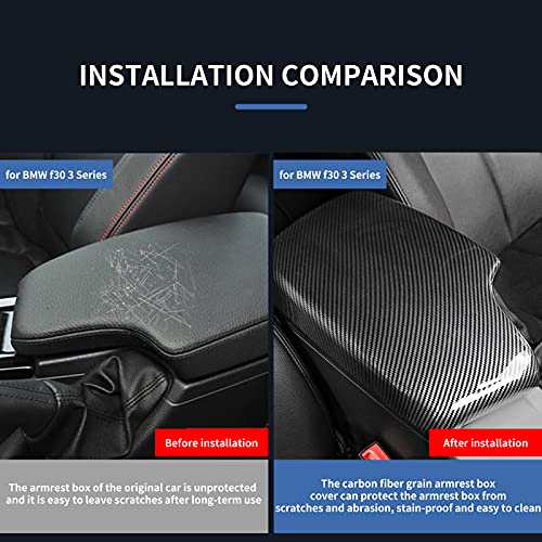 LIMBQS 328i 435i Armrest Cover, Carbon Fiber Color Center Consoles Pad for BMW F30 F32 F34 (ABS Material) (F30 2012-2019) - Image 2