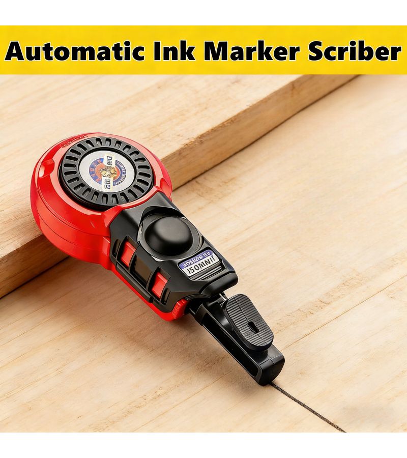 Automatic And Manual Chalk Line Reel With 1 Blue Marker Pen And Two 1.69oz Bottles Of Ink High Precision Multi Functional Carpentry Construction Layout Marking Tool Set - Image 5