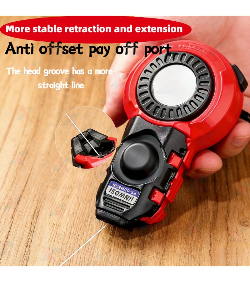 Automatic And Manual Chalk Line Reel With 1 Blue Marker Pen And Two 1.69oz Bottles Of Ink High Precision Multi Functional Carpentry Construction Layout Marking Tool Set - Image 3