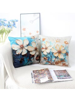 BIGTHREE Throw Pillow Covers, 4 Pcs Floral Cushions Covers Set, Square Sofa Cushion Cases, 18 Inches Decorative Pillows for Outdoor Cushion Cases Home Decor  - Image 3