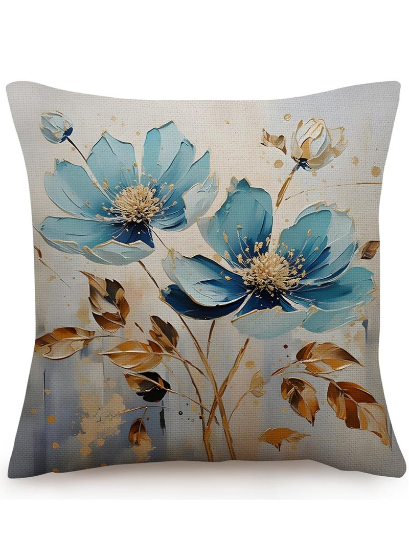 Throw Pillow Covers, 4 Pcs Floral Cushions Covers Set, Square Sofa Cushion Cases, 18 Inches Decorative Pillows for Outdoor Cushion Cases Home Decor