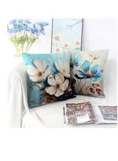 BIGTHREE Throw Pillow Covers, 4 Pcs Floral Cushions Covers Set, Square Sofa Cushion Cases, 18 Inches Decorative Pillows for Outdoor Cushion Cases Home Decor  - Image 2