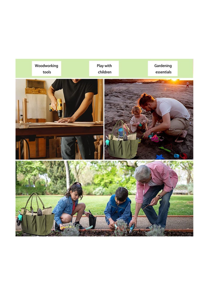 Barakah Garden Tool Bag,Canvas Heavy-duty Garden Tote with 8 Deep Pockets, Heavy Duty Oxford/Canvas Cloth Bag for Gardener Regular Size Tools Storage Gardening Gift for Women Men (Army Green) - Image 4