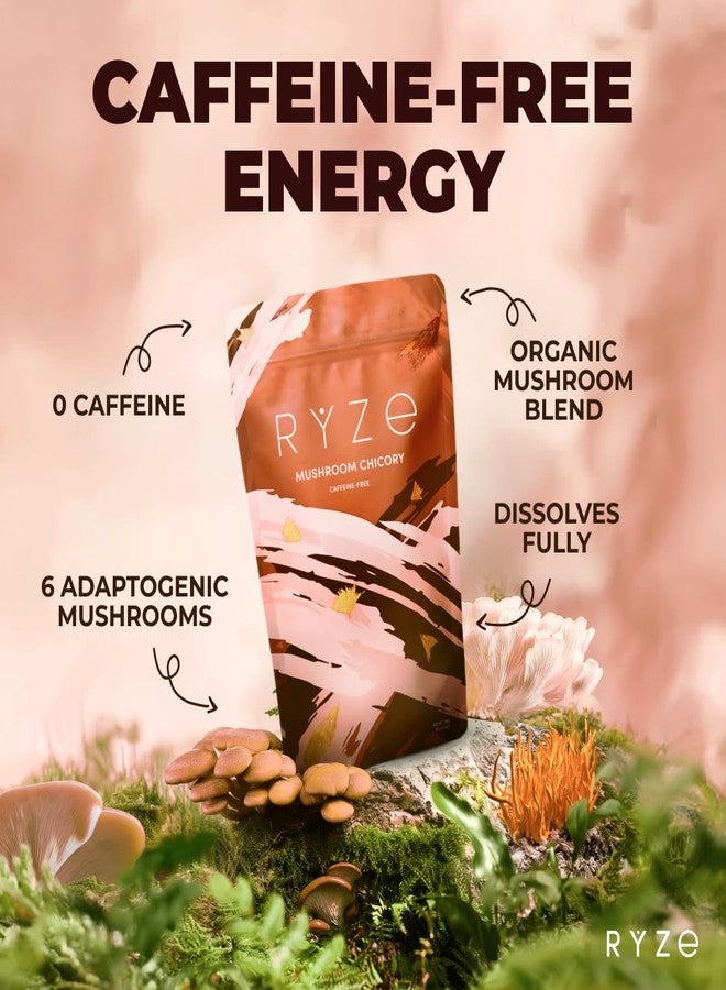 RYZE SUPERFOODS Mushroom Chicory with 6 Organic Adaptogenic Mushrooms, Keto Decaf Alternative with Chicory Root for Energy, Focus, Digestion, Immunity with Lions Mane, Turkey Tail, Shiitake, 30 Serv - Image 2