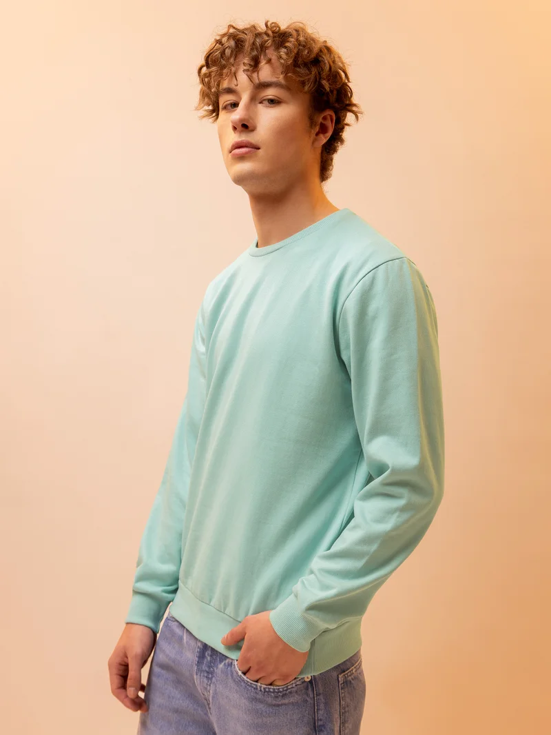 Beyoung Solid Soft Green Men Sweatshirts