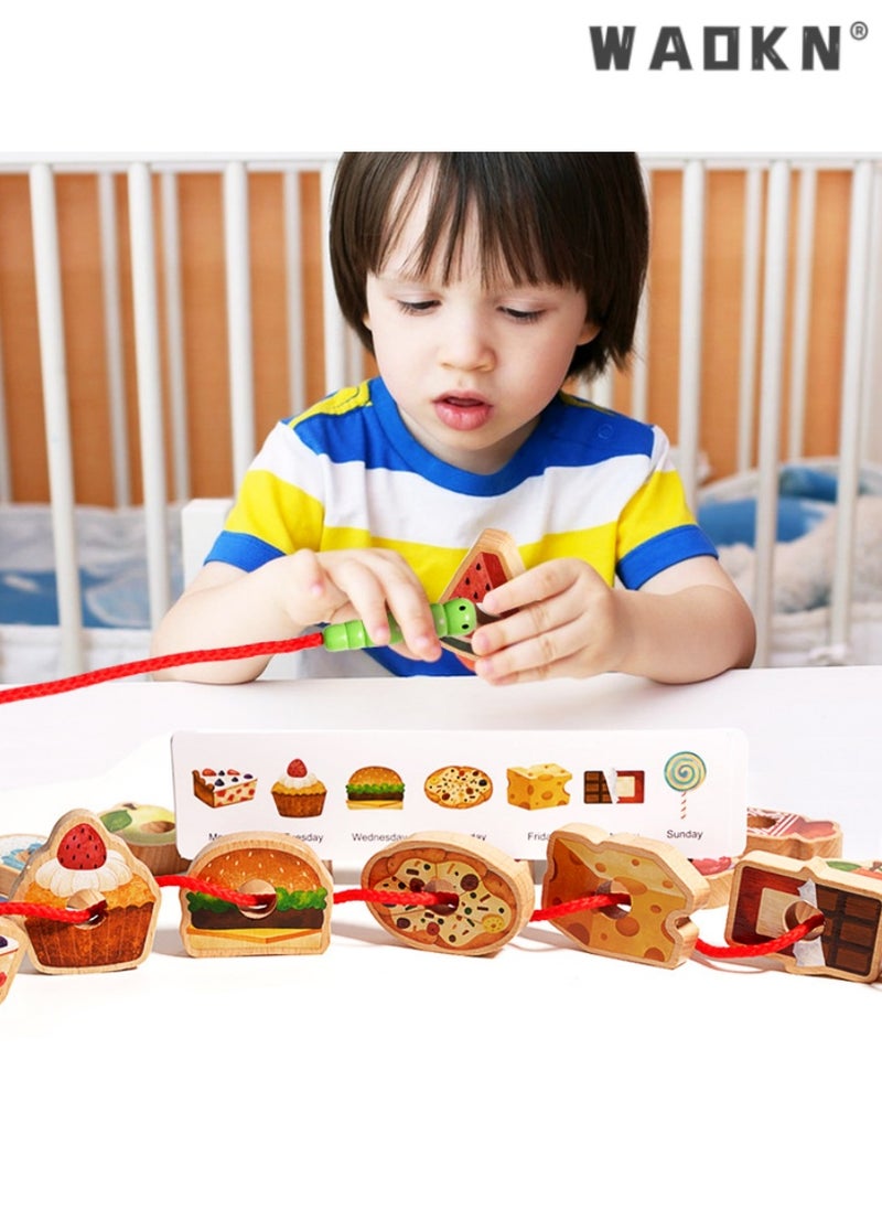 Greedy Caterpillar Threading Bead Toy, Educational Wooden Game for Kids, Enhances Logical Thinking, Perfect for Fruit Recognition and Color Matching,Perfect for Children Over 3 Years