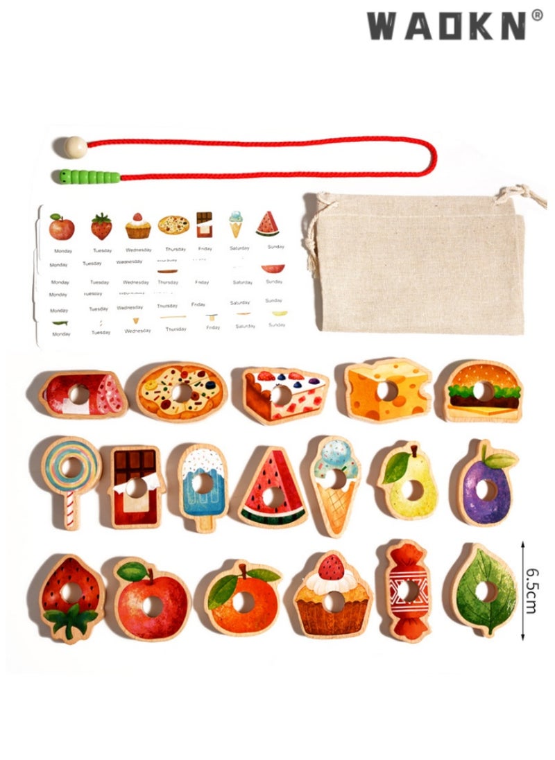 Greedy Caterpillar Threading Bead Toy, Educational Wooden Game for Kids, Enhances Logical Thinking, Perfect for Fruit Recognition and Color Matching,Perfect for Children Over 3 Years