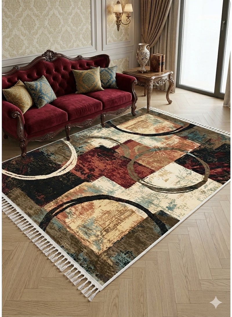 Modern 3D Abstract Geometric Area Rug - Circular Motif - 160x230 cm - Non-Slip Dotted Backing & Machine Washable - Image 2