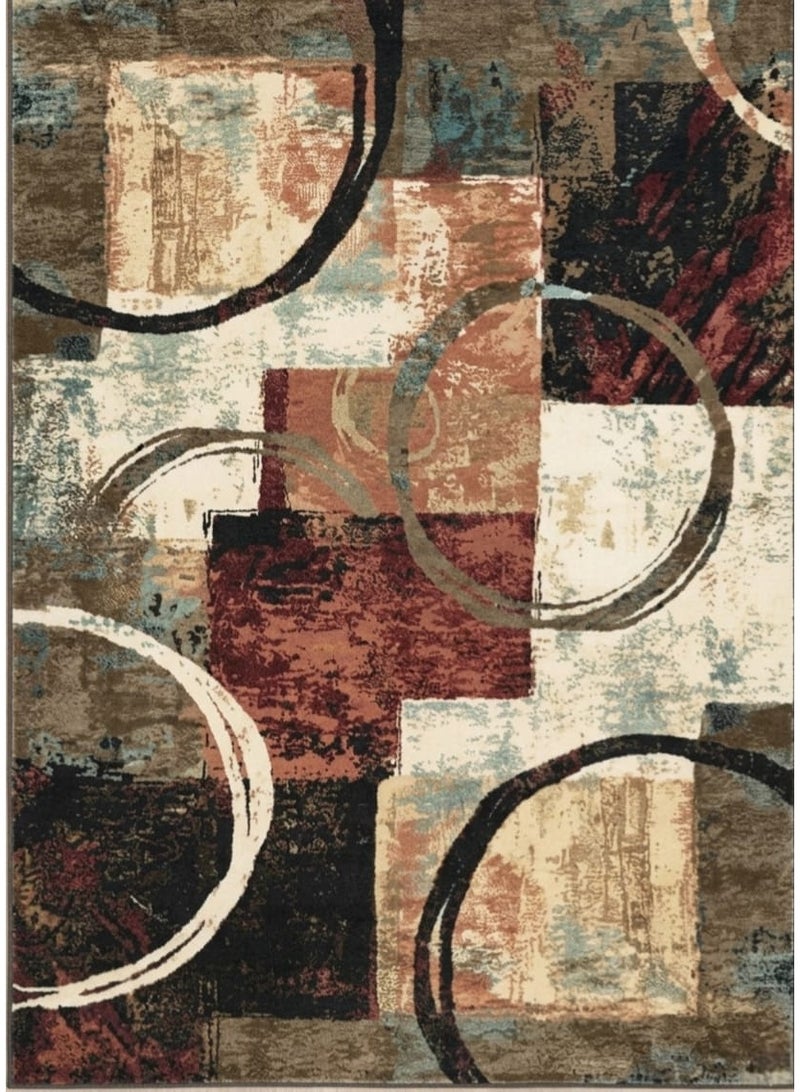 Modern 3D Abstract Geometric Area Rug - Circular Motif - 160x230 cm - Non-Slip Dotted Backing & Machine Washable - Image 3