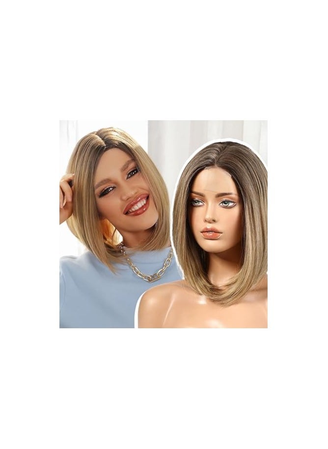 Ombre Blonde Wig Bob Lace Wig Straight Wig for Women Heat Resistant Synthetic Fiber Wigs Shoulder Length Wigs Natural Looking - pzsku/Z4D0A5C7ECF110831A244Z/45/1741275721/9639193c-f029-4e93-9d5a-819d1c4a4bc9