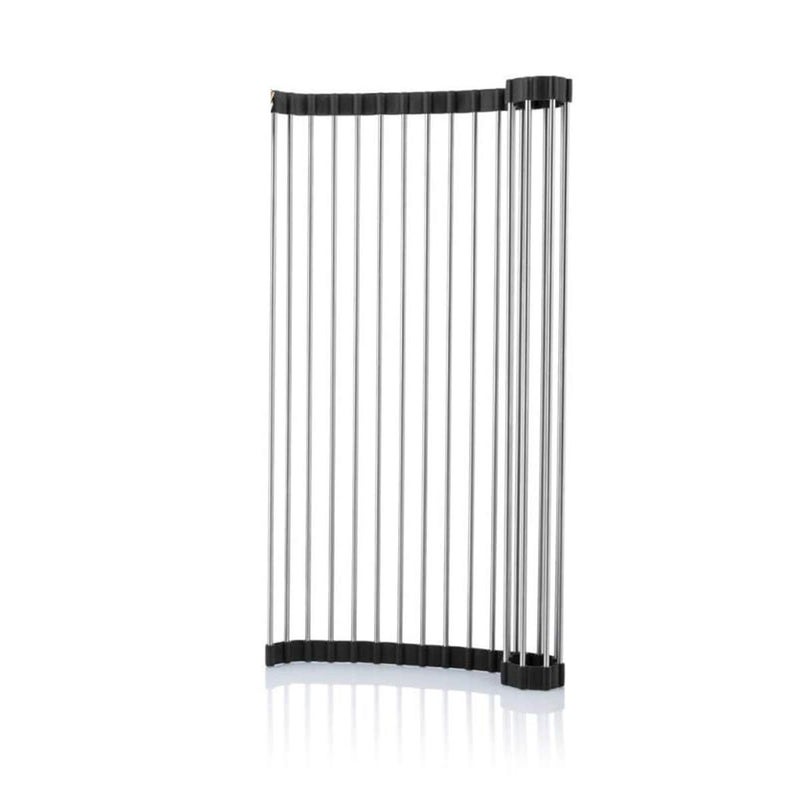 Cloudzy Roll Up Dish Drying Rack Roll Up Shelf Over Sink Drainer MultiUse Stainless Steel Foldable Mat Kitchen Sink Counter Top Adjustable Folding Rolling Dish Drainer - Image 1