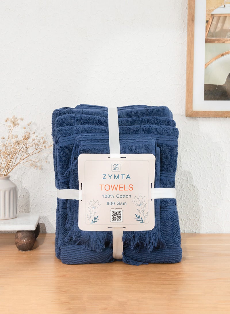 ZYMTA Luxury 100% Turkish Cotton Towel Collection | Ultra-Soft 600 GSM 3-Piece Set for Bathroom, Gym & Spa  - Image 5