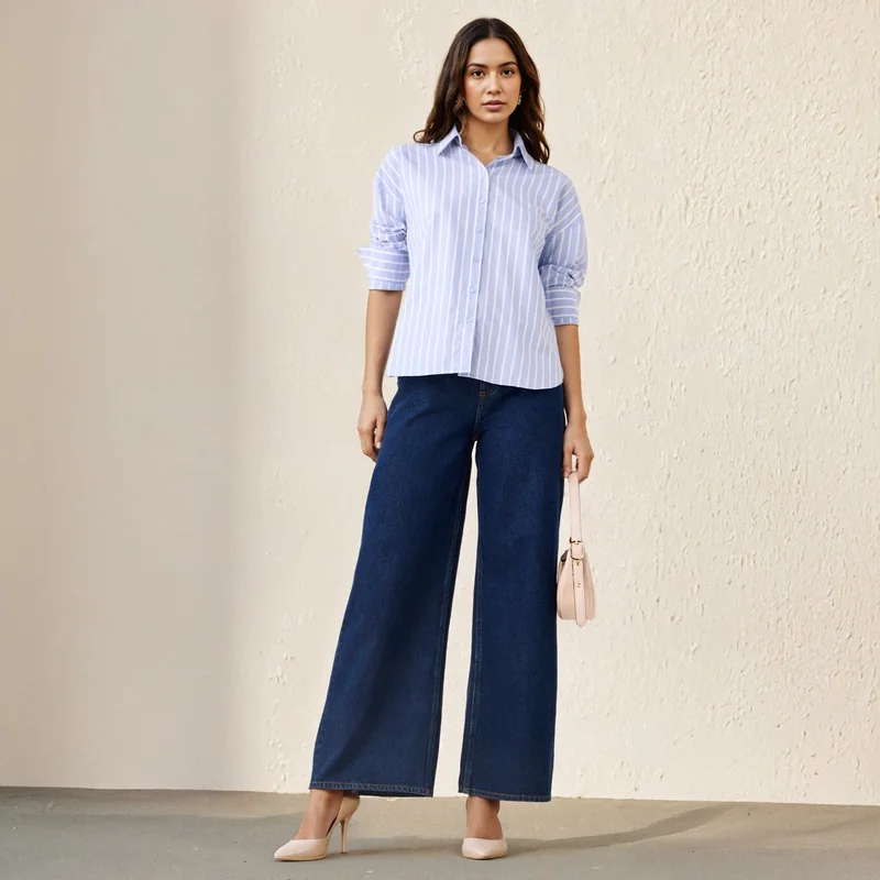 Splash FAV Regular Fit Striped Oxford Shirt