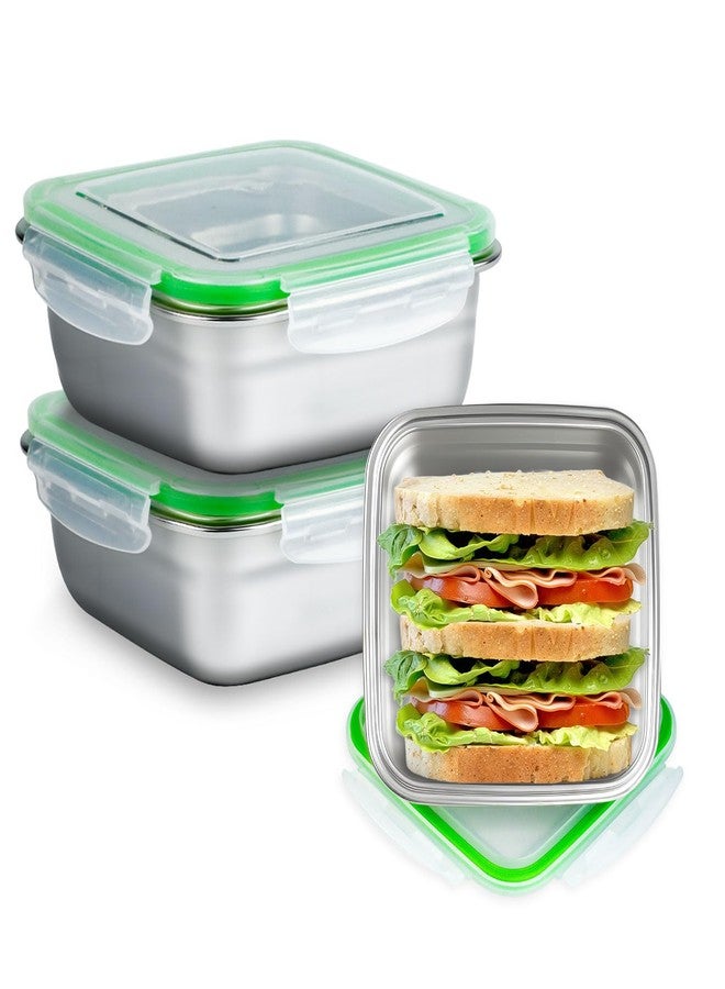 Pinsit 2 Pack Stainless Steel Sandwich Containers, 24oz Stainless Steel Snack Containers, Food Grade Sandwich Containers with Leak Proof and Airtight Lids, BPA-Free, Dishwasher and Freezer Safe - Image 1