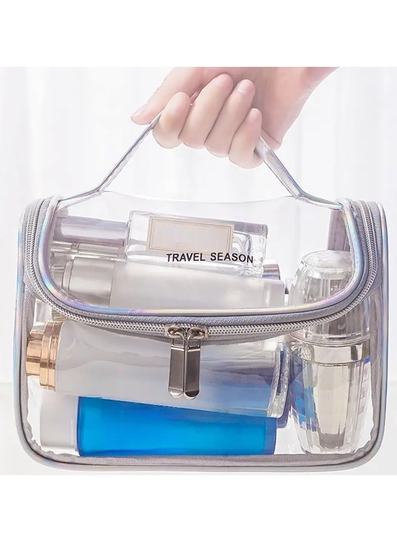 ORiTi Clear Toiletry Bag Transfer Makeup Cosmetic Bag With Zipper & Handle,Large Capacity Storage Bag Waterproof Wash Bag  Travel Bag For Toiletries - Image 1