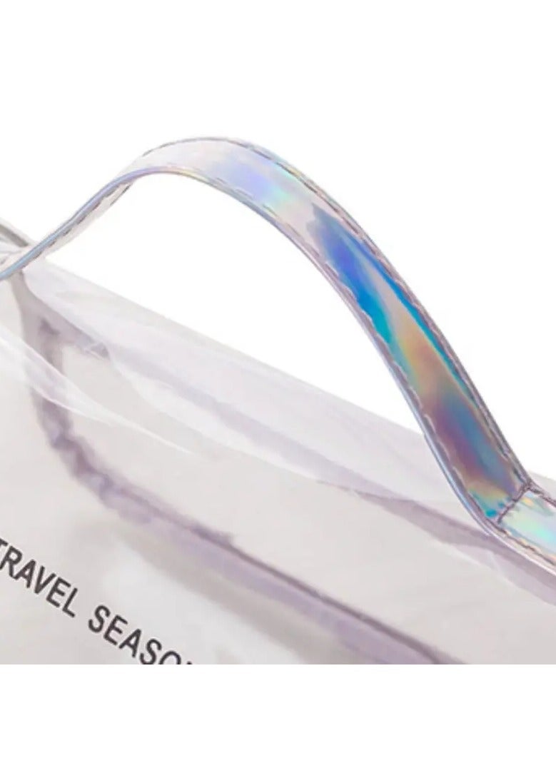 ORiTi Clear Toiletry Bag Transfer Makeup Cosmetic Bag With Zipper & Handle,Large Capacity Storage Bag Waterproof Wash Bag  Travel Bag For Toiletries - Image 5