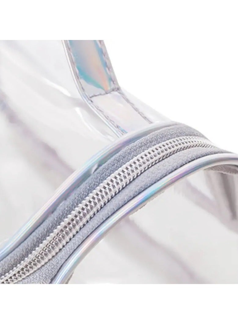 ORiTi Clear Toiletry Bag Transfer Makeup Cosmetic Bag With Zipper & Handle,Large Capacity Storage Bag Waterproof Wash Bag  Travel Bag For Toiletries - Image 4