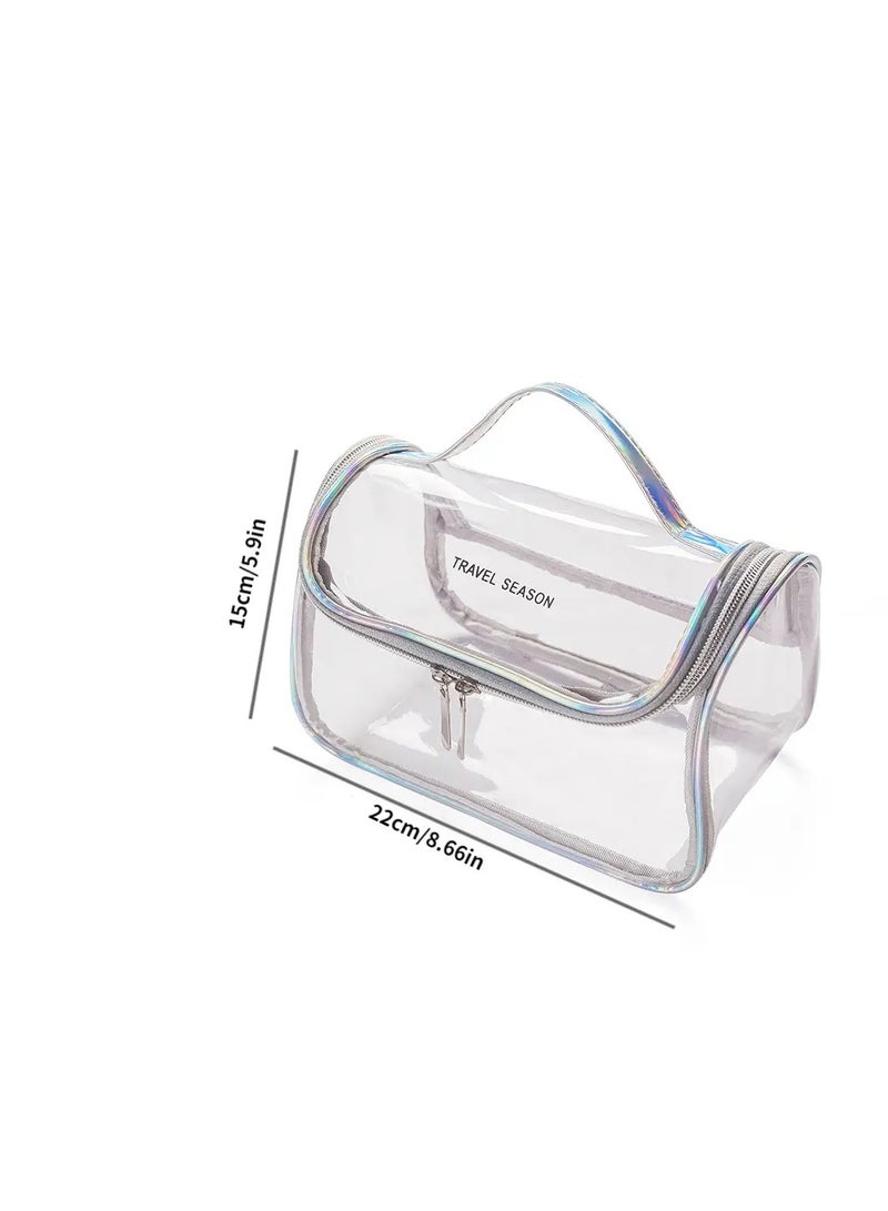 ORiTi Clear Toiletry Bag Transfer Makeup Cosmetic Bag With Zipper & Handle,Large Capacity Storage Bag Waterproof Wash Bag  Travel Bag For Toiletries - Image 2