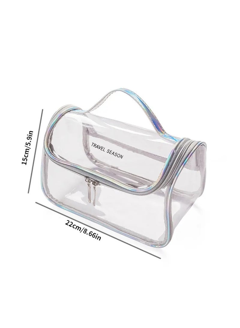 ORiTi Clear Toiletry Bag Transfer Makeup Cosmetic Bag With Zipper & Handle,Large Capacity Storage Bag Waterproof Wash Bag  Travel Bag For Toiletries - Image 3