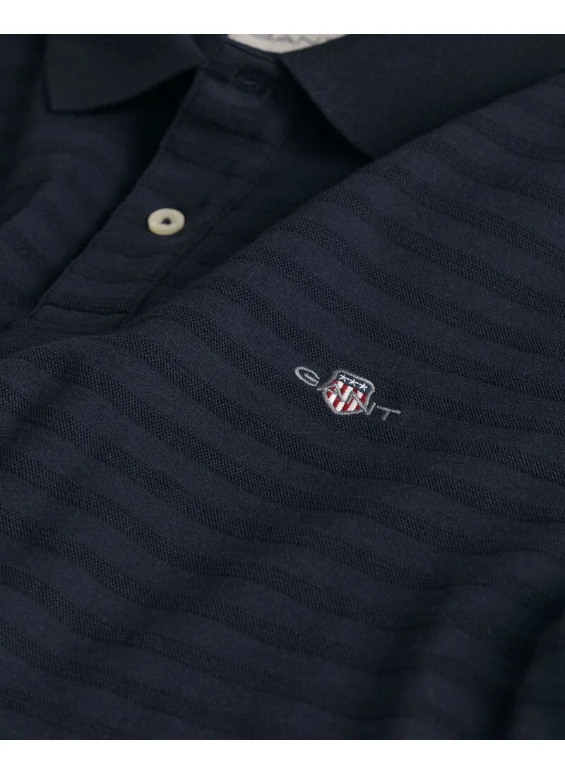 GANT Textured Striped Polo Shirt