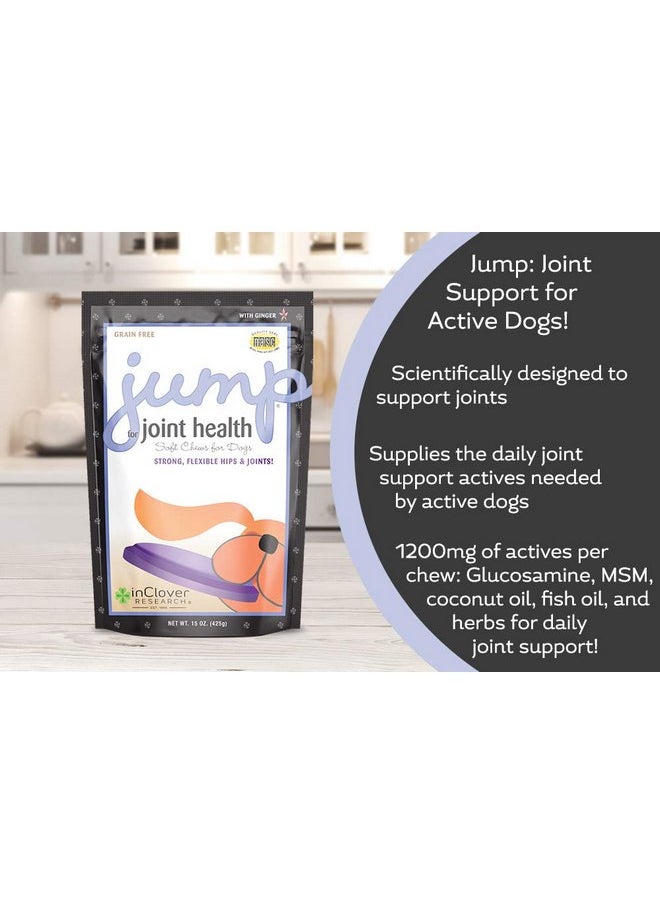 In Clover Jump Soft Chews for Daily Joint Care and Endurance Support for Dogs with Glucosamine HCl, MSM, Fish Oil, Ginger, Yucca, and Coconut Oil for All Life Stages, 5.3 oz. (30 count)