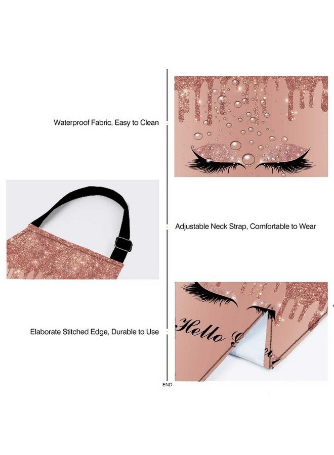 SSCSTS Hello Gorgeous Unicorn Eyelash Apron with 2 Pockets, 26.5x33.1in, Adjustable Size Bib Rose Gold Aprons for Men Women Kitchen Cooking Baking Gardening WQLSSS18 - Image 4