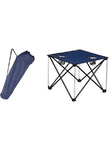 Four Season - Navy Blue Folding Camping Table Round 47 cm with Carrying Bag - Image 1