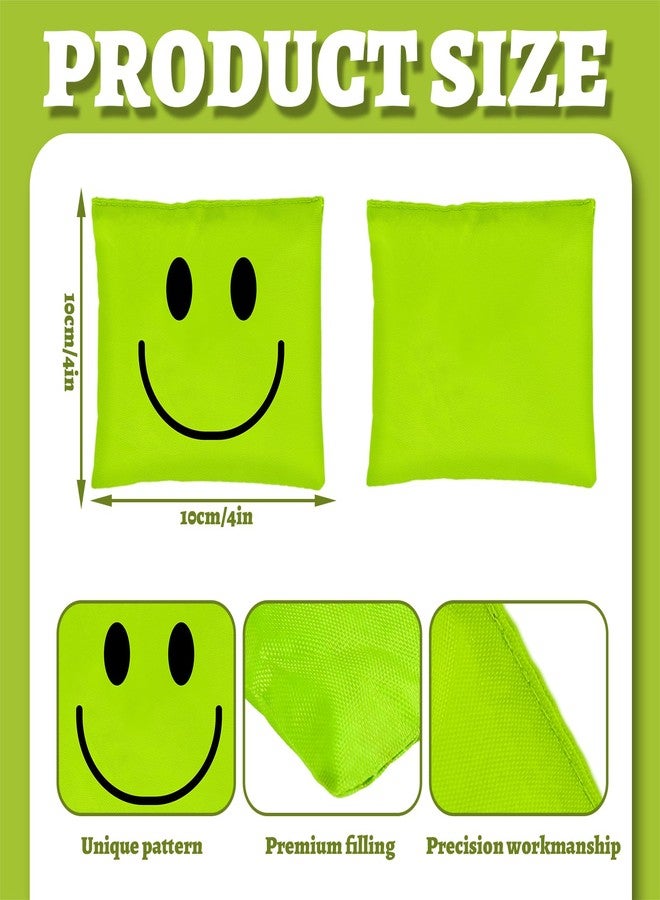 JarThenaAMCS 12Pcs Neon Happy Face Bean Bags Green Pink Yellow Orange Cornhole Game Bags for Party Gathering Game Supplies - Image 2
